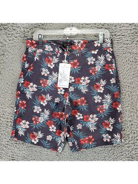 Jachs Shorts Mens 29 Navy Blue Floral Print Cotton High Rise *NWT*